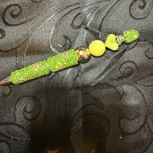 Artisan Green and Yellow Beaded Pen